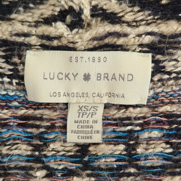 Lucky Brand Southwest Aztec Print Duster Cardigan Multi Color Cotton Blend XS - Picture 5 of 8